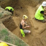 Excavations in progress in communications trench