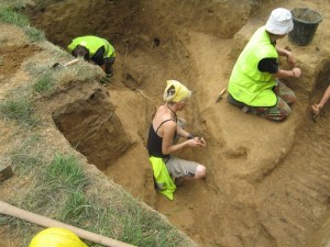 Excavations in progress in communications trench